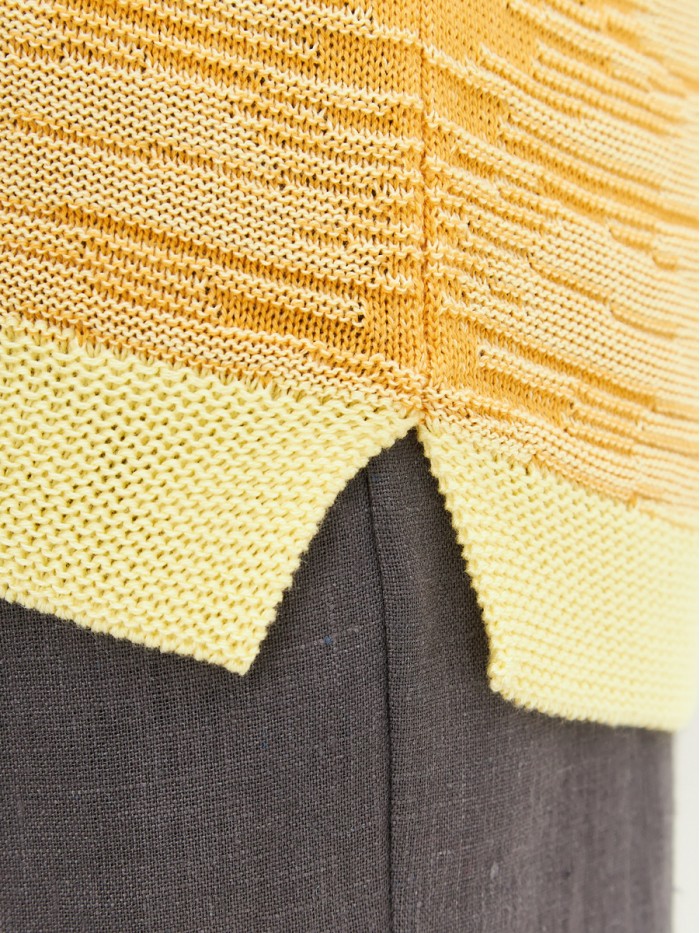Джемпер легкий с коротким рукавом лимонного-горчичного цвета ВТЛ-65