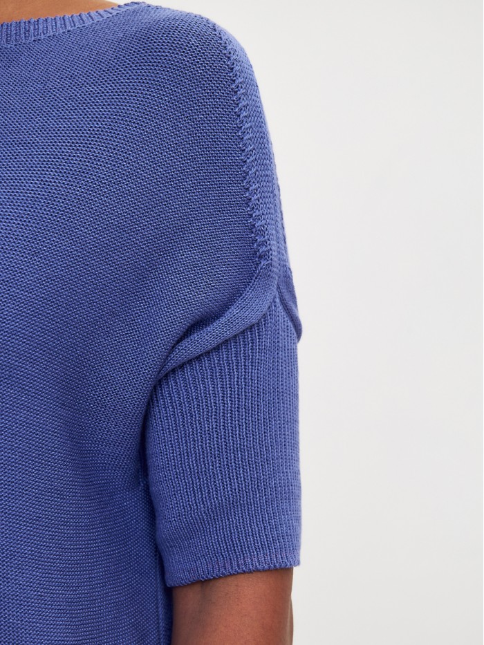 Джемпер легкий с коротким рукавом сине-лилового цвета ВТЛ-02А