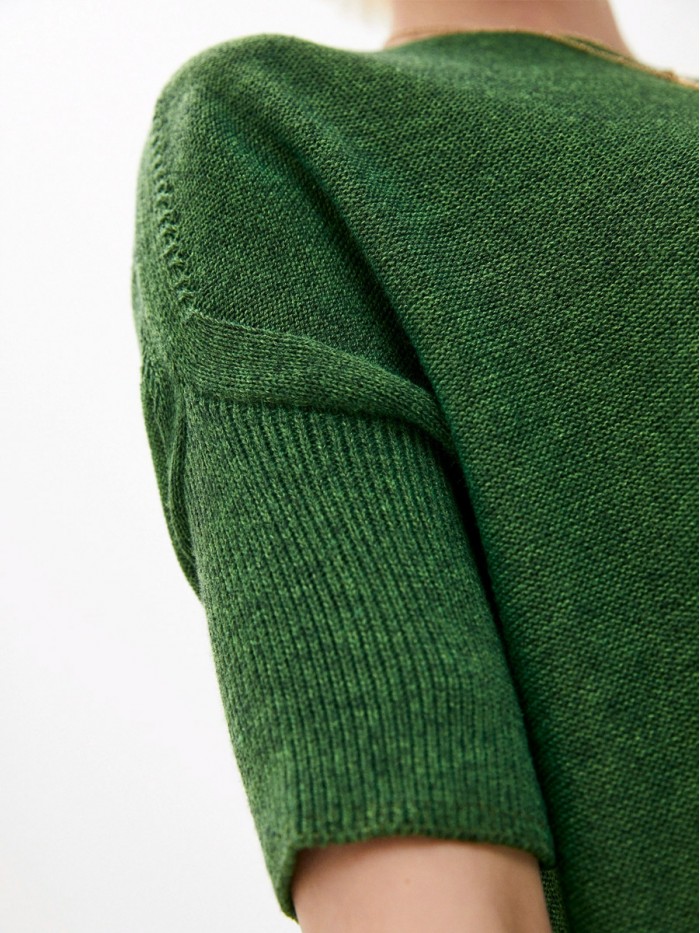 Джемпер легкий с коротким рукавом травяного зеленого цвета ВТЛ-02А