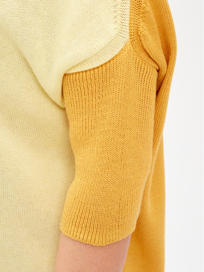 Джемпер прямого кроя с укороченным рукавом горчичного-лимонного-оливкового цвета ВТЛ-55