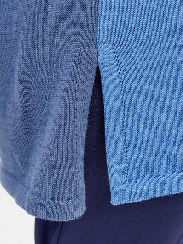 Джемпер прямого кроя с укороченным рукавом серо-голубого-светлого индиго цвета ВТЛ-55