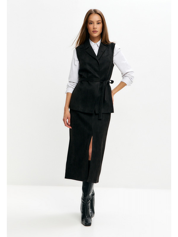 Комплект жилет и юбка женский черного цвета КД-04