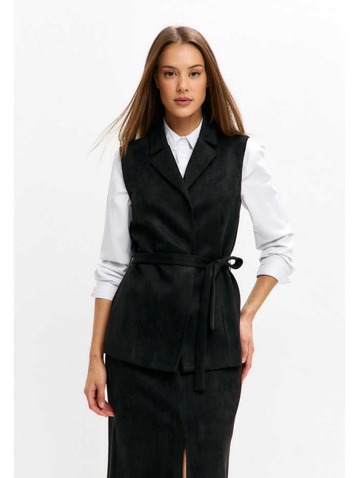 Комплект жилет и юбка женский черного цвета КД-04