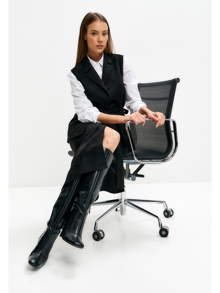 Комплект жилет и юбка женский черного цвета КД-04