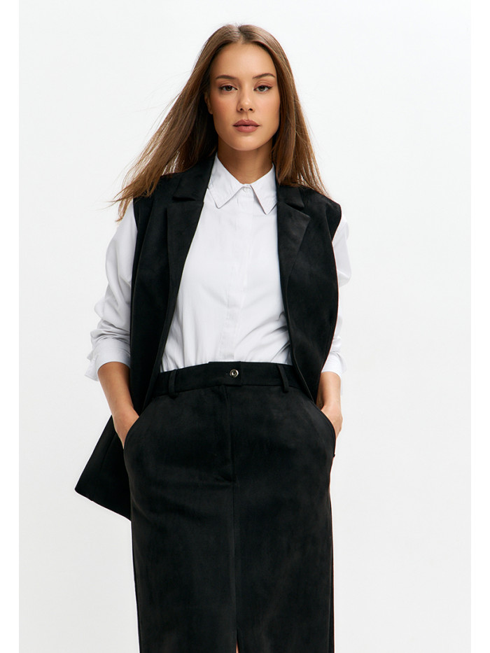 Комплект жилет и юбка женский черного цвета КД-04