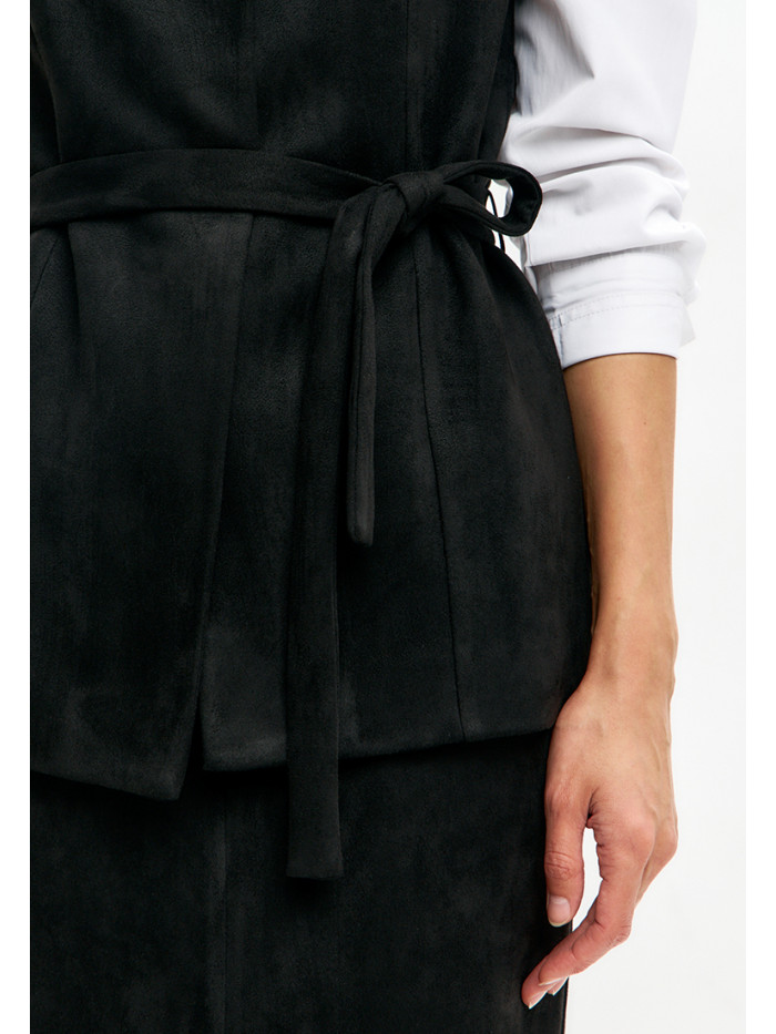 Комплект жилет и юбка женский черного цвета КД-04