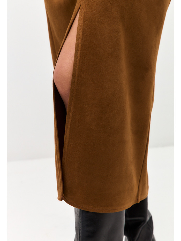 Комплект жилет и юбка женский горчичного цвета КД-04