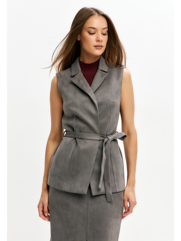 Комплект жилет и юбка женский графитового цвета КД-04