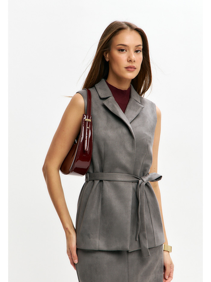 Комплект жилет и юбка женский графитового цвета КД-04