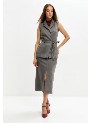 Комплект жилет и юбка женский графитового цвета КД-04