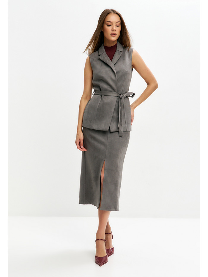 Комплект жилет и юбка женский графитового цвета КД-04