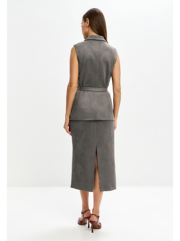 Комплект жилет и юбка женский графитового цвета КД-04