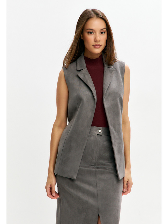 Комплект жилет и юбка женский графитового цвета КД-04