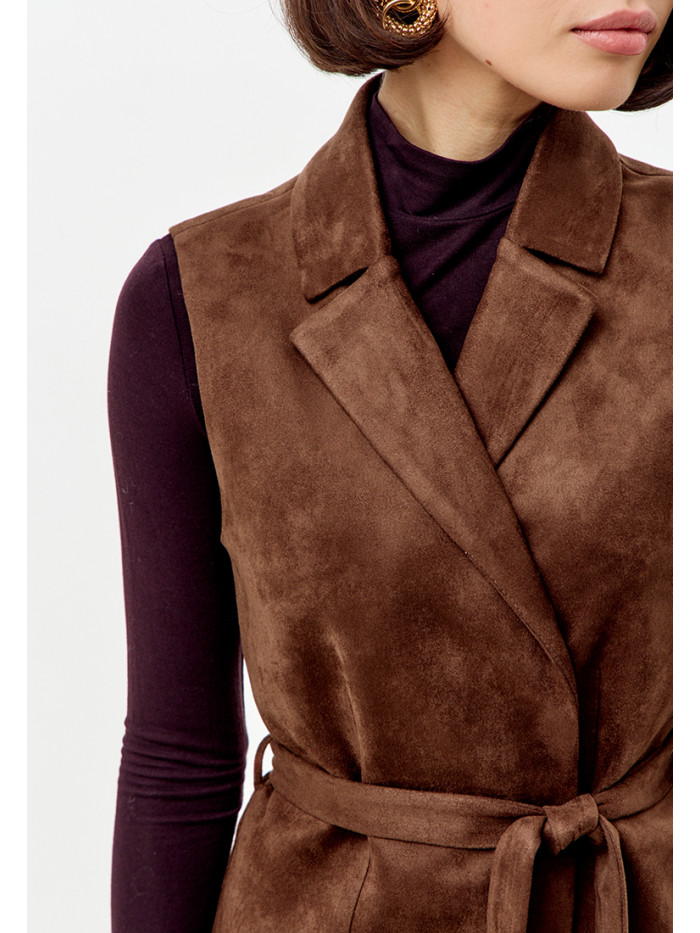 Комплект жилет и юбка женский коричневого цвета КД-04