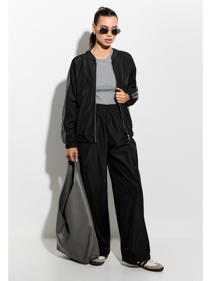 Комплект бомбер и брюки цвет черный КД-05