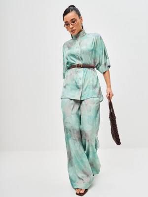 Комплект из искусственного шелка салатового цвета КШЛ-01