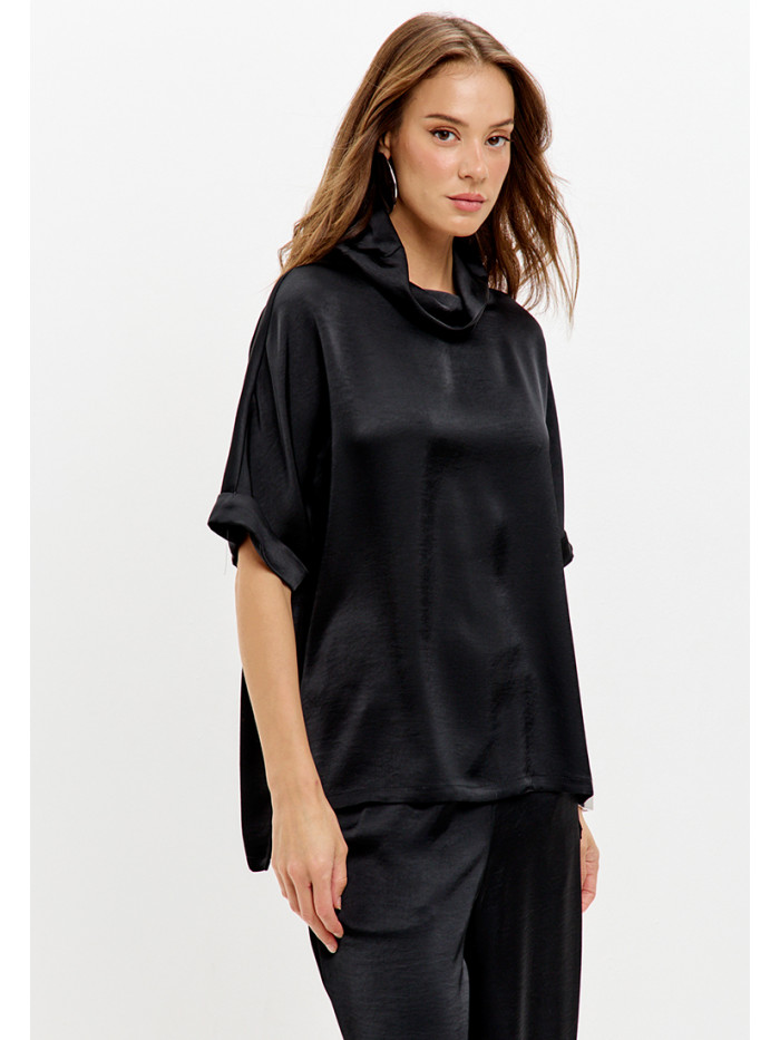 Комплект из искусственного шелка черного цвета КШЛ-02