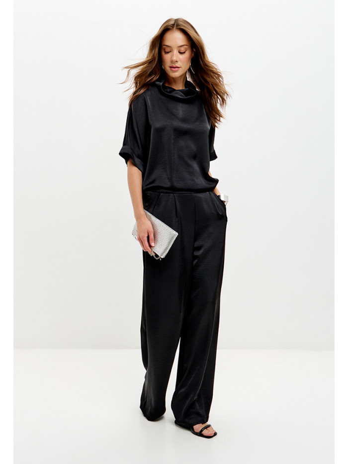 Комплект из искусственного шелка черного цвета КШЛ-02