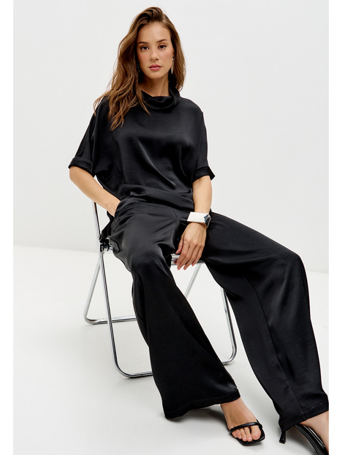 Комплект из искусственного шелка черного цвета КШЛ-02