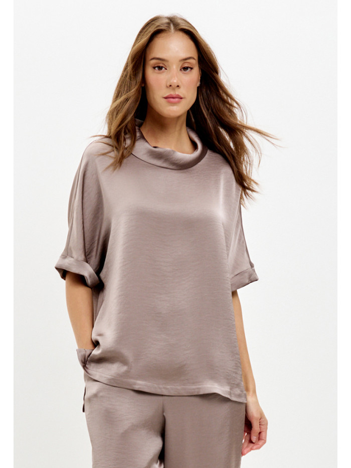 Комплект из искусственного шелка серо-бежевого цвета КШЛ-02