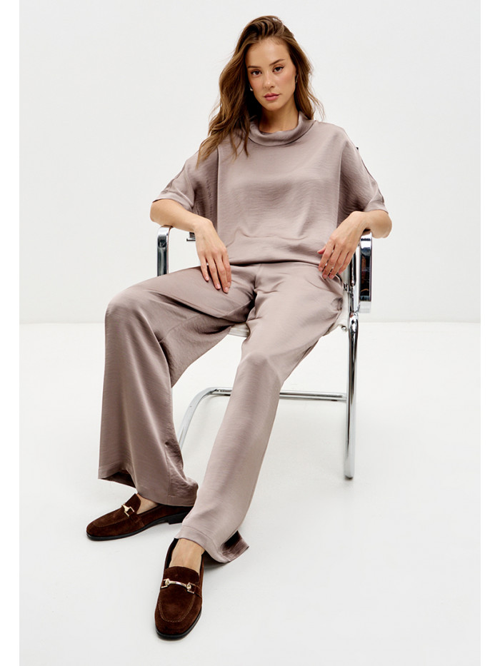 Комплект из искусственного шелка серо-бежевого цвета КШЛ-02