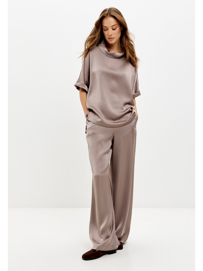 Комплект из искусственного шелка серо-бежевого цвета КШЛ-02