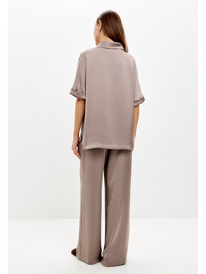 Комплект из искусственного шелка серо-бежевого цвета КШЛ-02