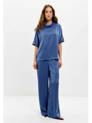 Комплект из искусственного шелка синего цвета КШЛ-02