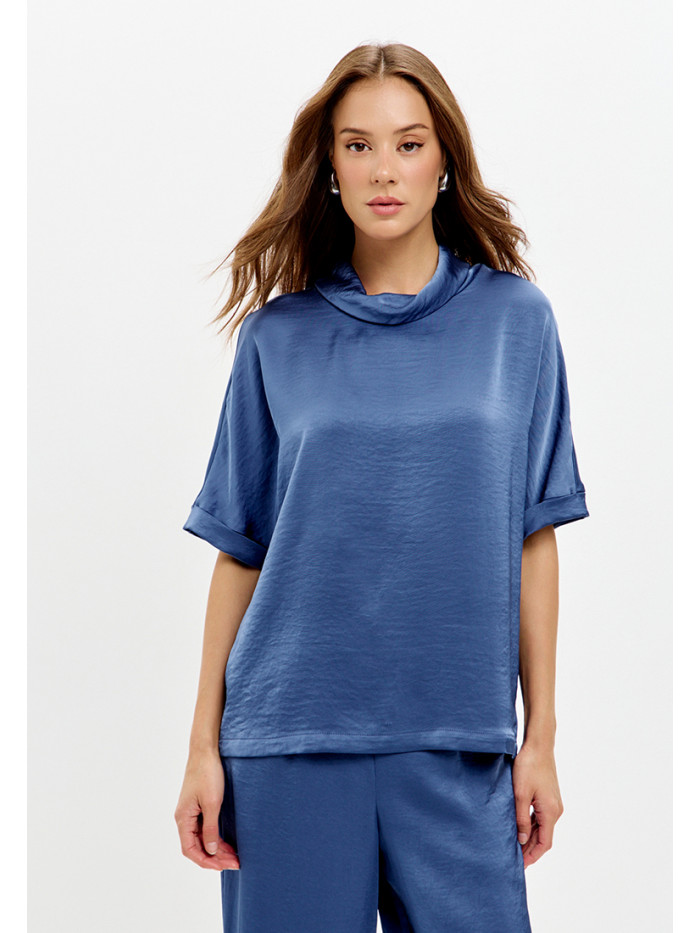 Комплект из искусственного шелка синего цвета КШЛ-02