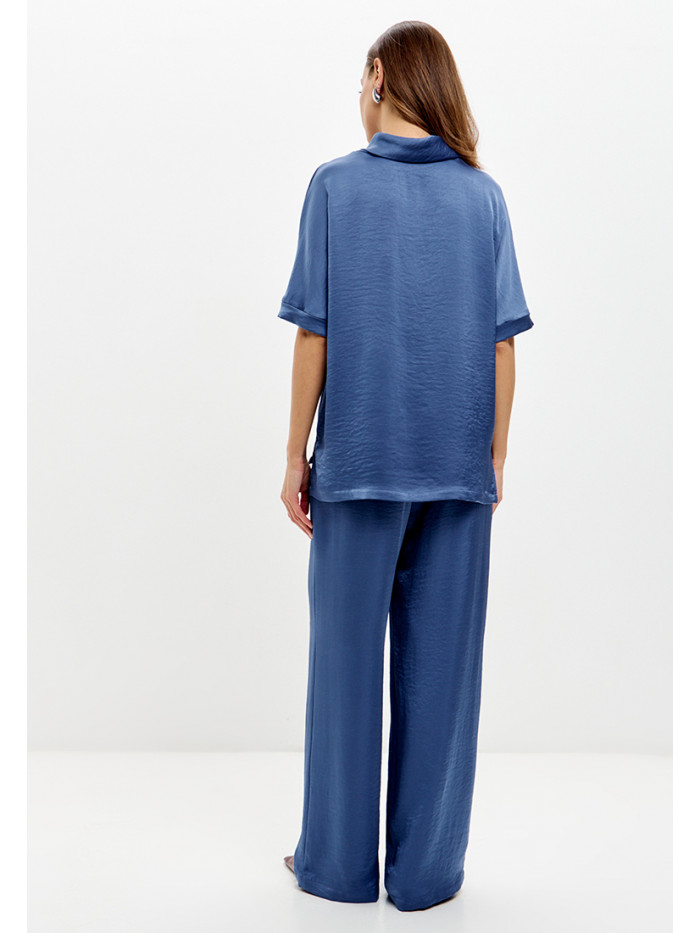 Комплект из искусственного шелка синего цвета КШЛ-02