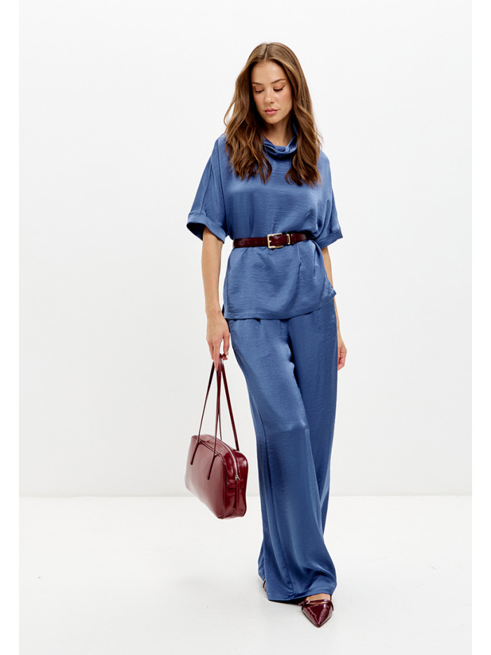 Комплект из искусственного шелка синего цвета КШЛ-02