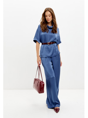 Комплект из искусственного шелка синего цвета КШЛ-02