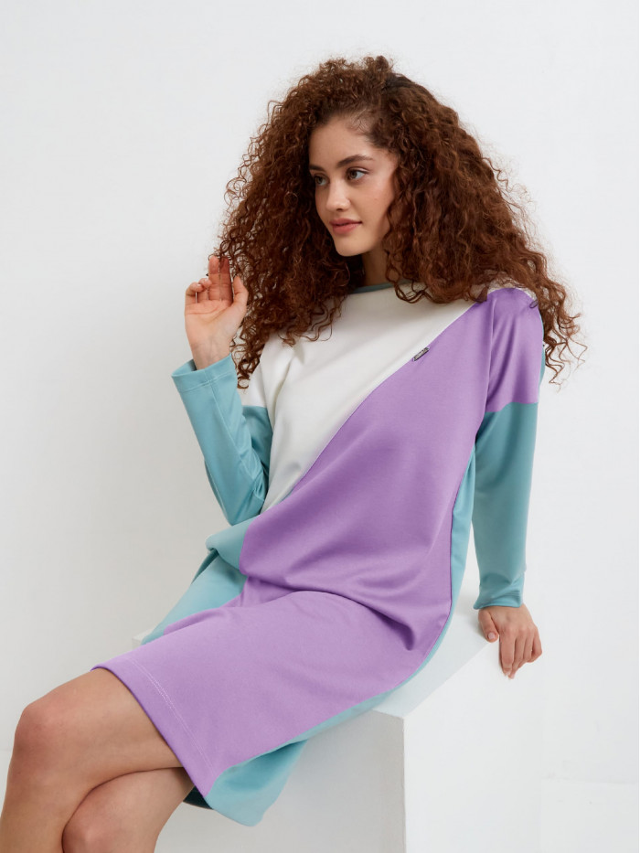 Платье демисезонное сиреневого-мятного цвета ПД-05