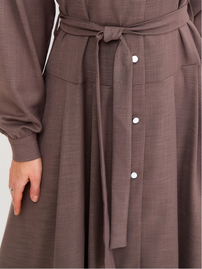 Платье демисезонное серо-бежевого цвета ПД-06