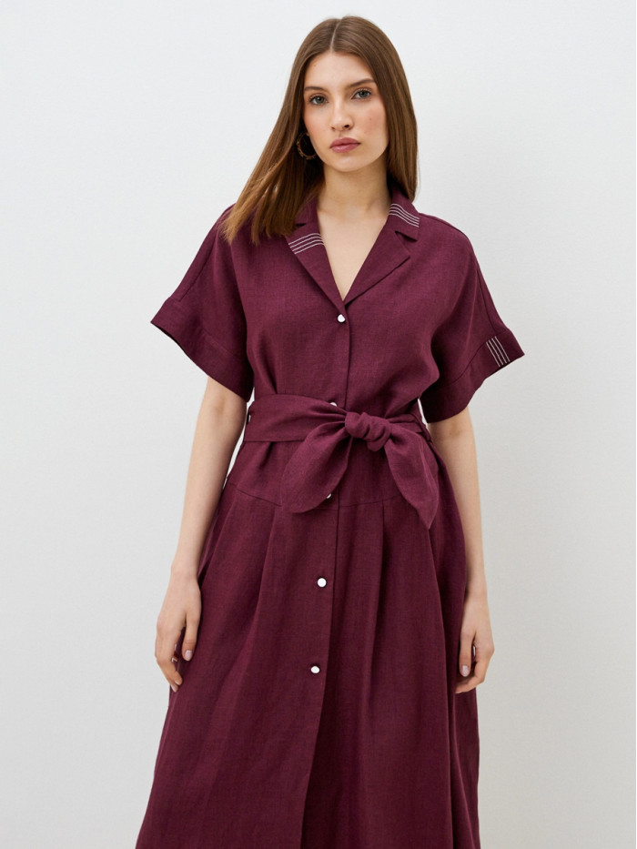 Платье летнее ягодного цвета ПЛЛ-10
