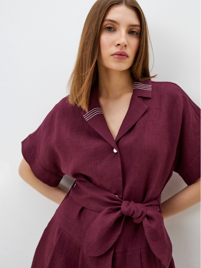 Платье летнее ягодного цвета ПЛЛ-10