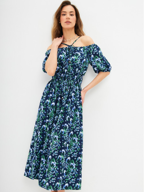 Платье летнее стильное син...