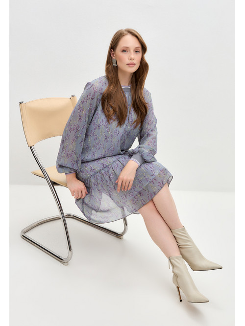 Платье шифоновое серо-фиол...