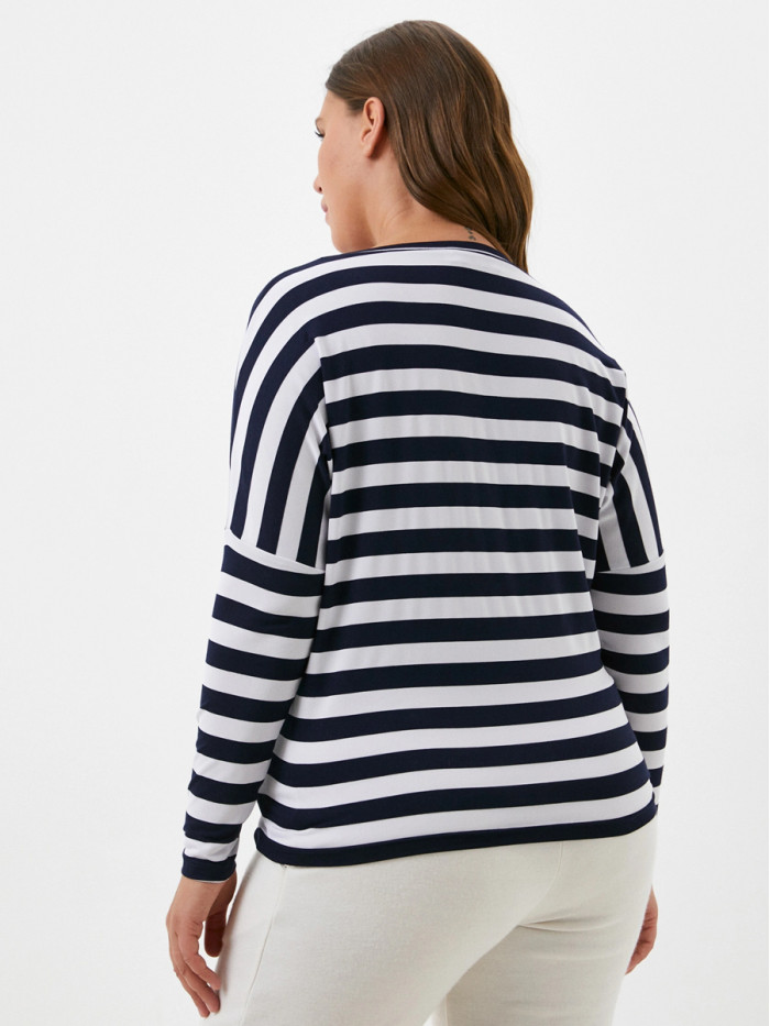 Джемпер летний чернильный-белого цвета ВШЛ-01А Джемпер летний чернильный-белого цвета ВШЛ-01А