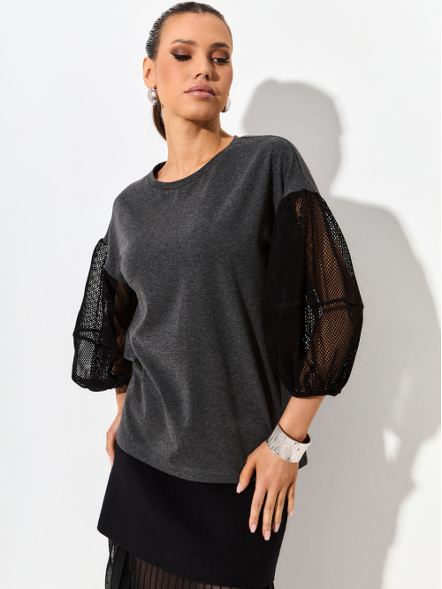 Комбинированная блуза цвет...