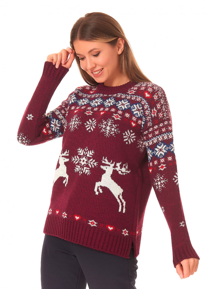 Джемпер новогодний сливового цвета ВТД-09