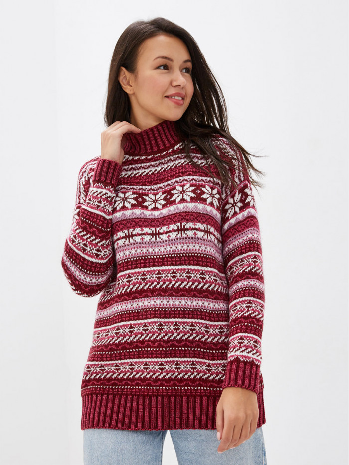 Джемпер новогодний винного цвета ВТД-16