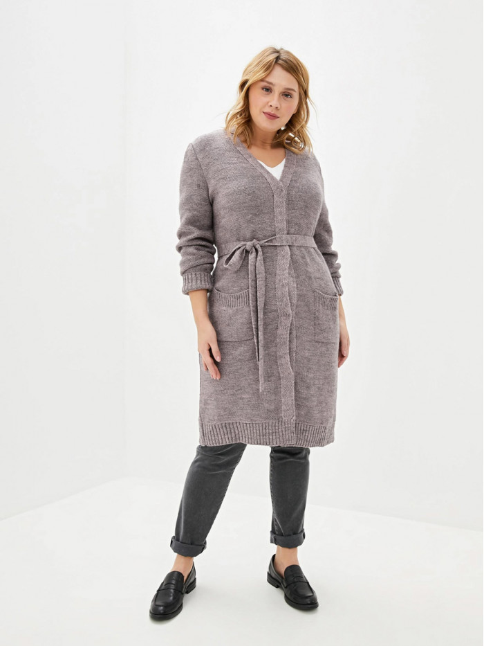 Кардиган удлиненный серовато-розовый цвета ВТД-17