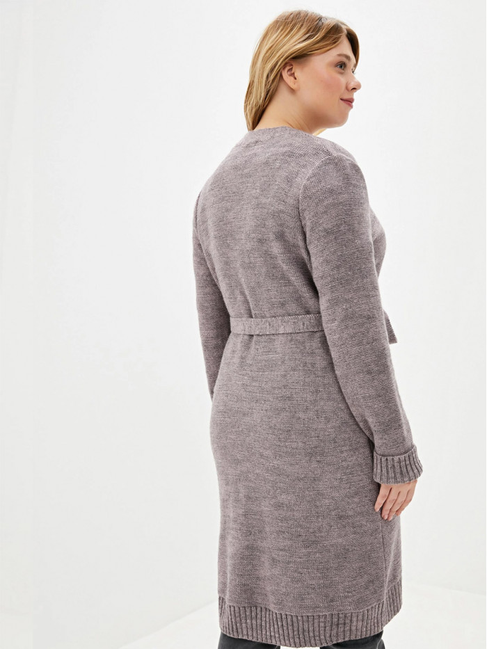 Кардиган удлиненный серовато-розовый цвета ВТД-17