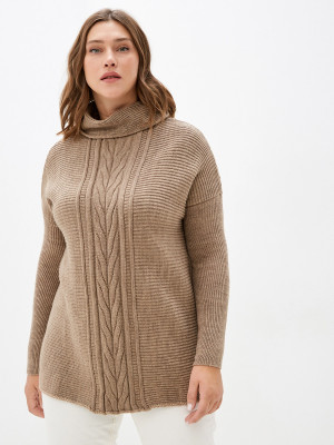 Джемпер женский с воротом бежевого цвета ВТД-23