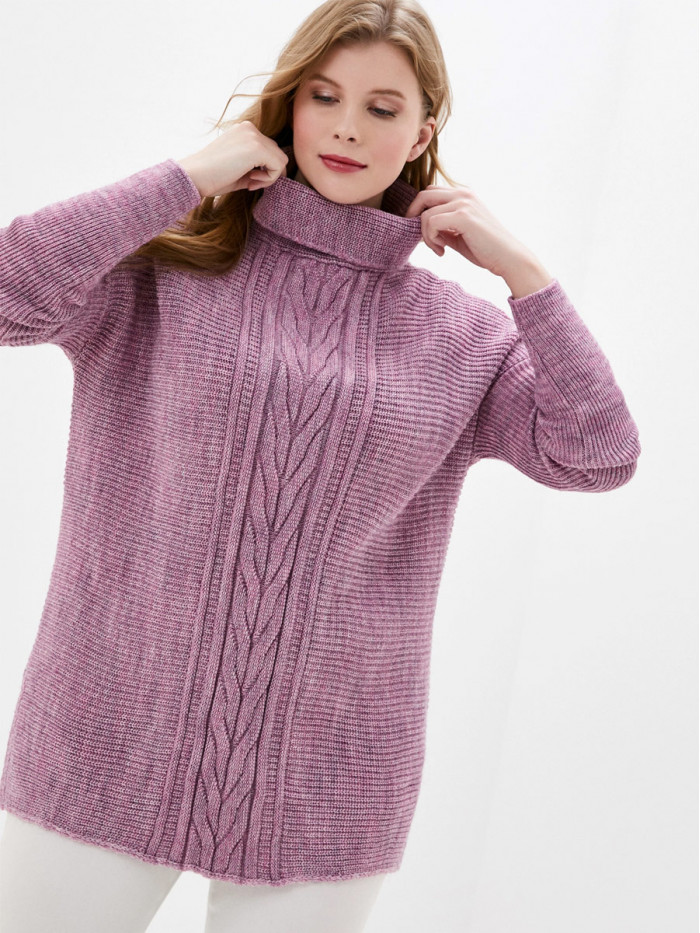 Джемпер женский с воротом розово-лавандового цвета ВТД-23