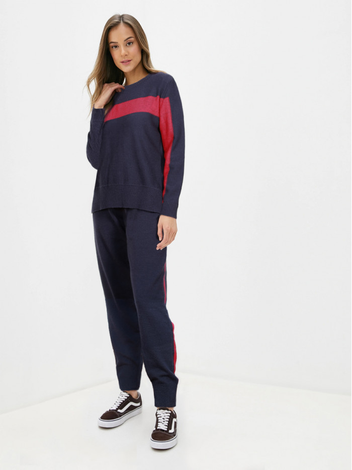 Джемпер женский спортивный темно-синего и винного цвета ВТД-30