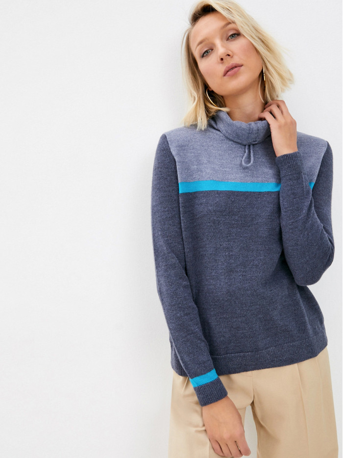 Джемпер женский спортивный индиго-светлый индиго-бирюзовый ВТД-32