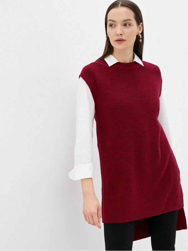Жилет удлиненный винного цвета ВТД-35