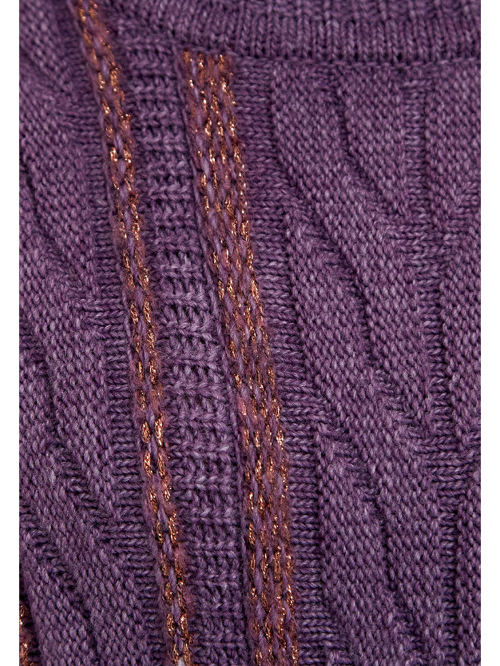 Женский удлиненный джемпер с разрезами сиреневого цвета ВТД-44